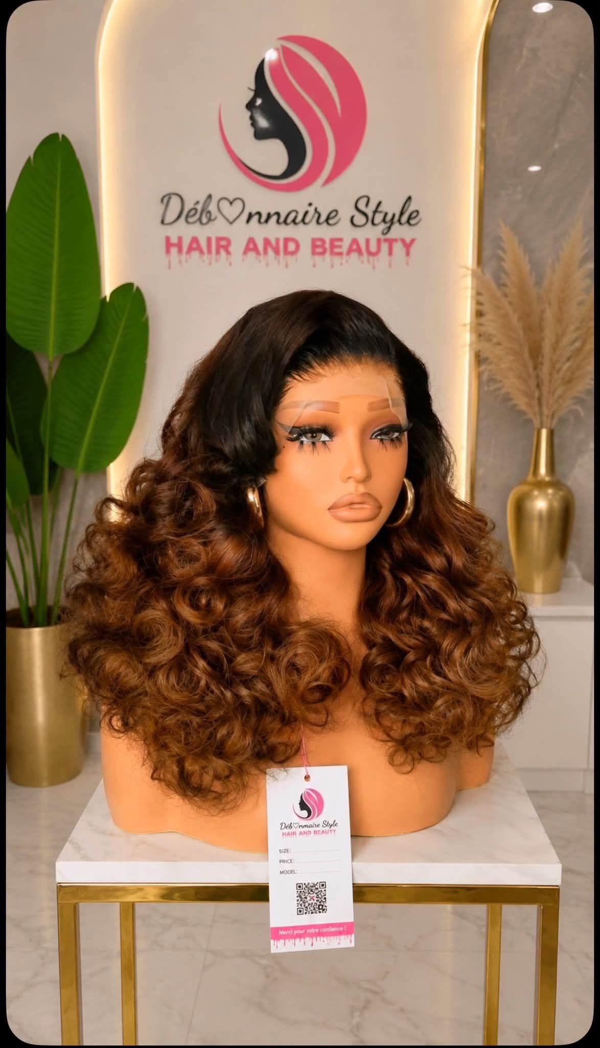 Perruque bouncy 24pouce noire marron lace
