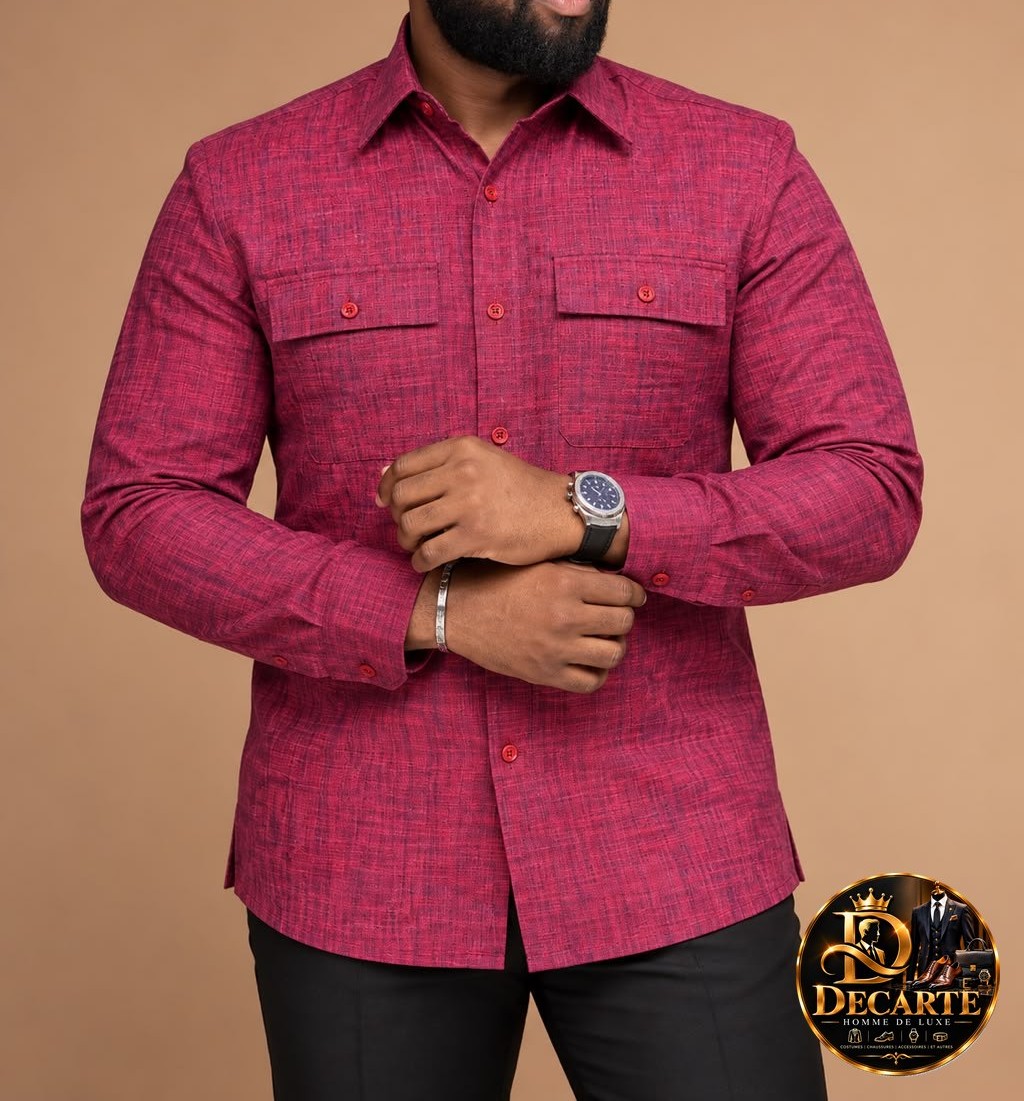 Chemise ministre Decarte 21 – Rouge bordeaux