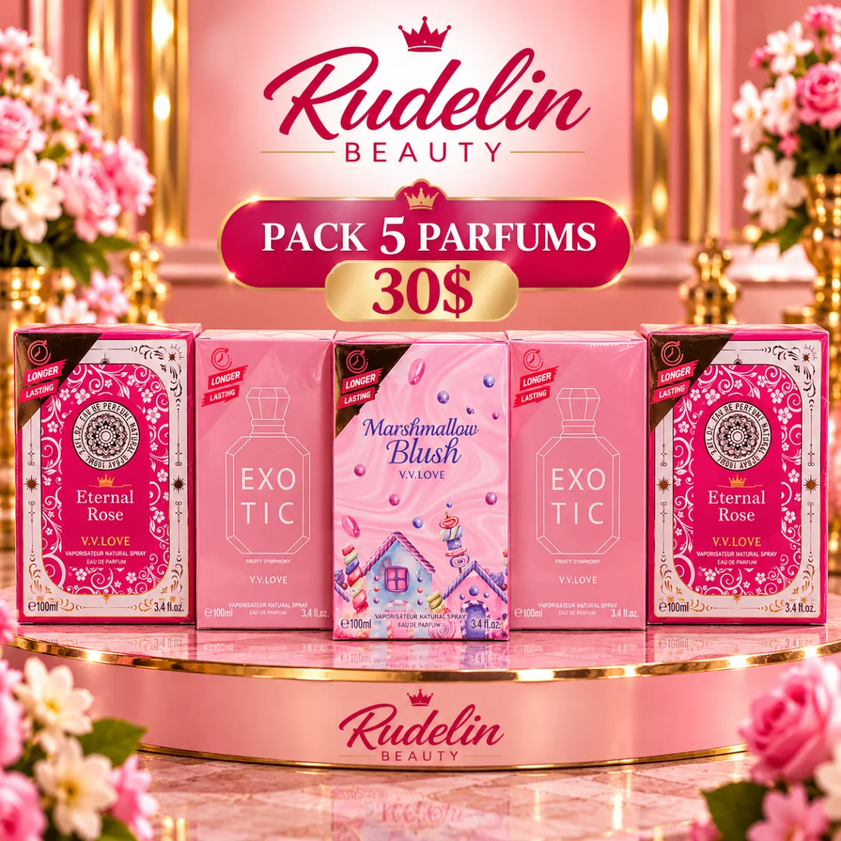 💝 PACK GROSSISTE – 5 PARFUMS DE 100 ML À 30 $