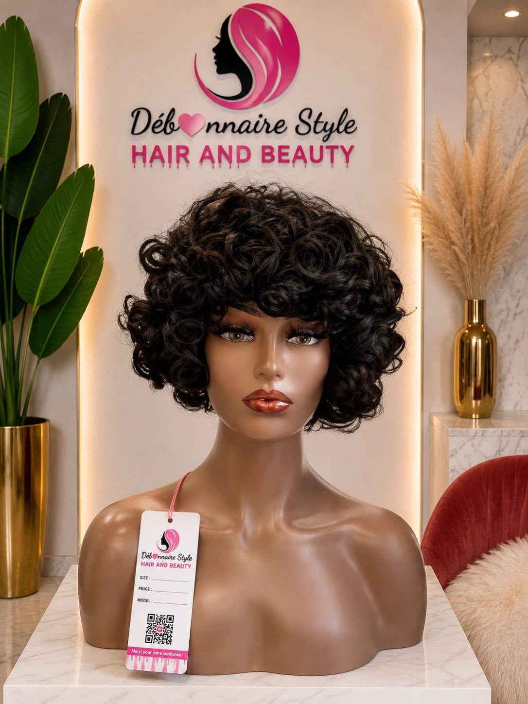 Perruque baby curly noir