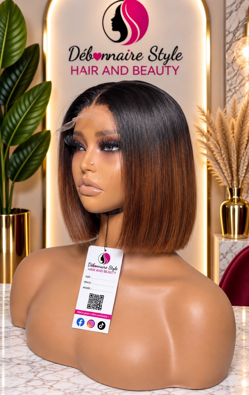 Perruque SDD 10pouce noir-marron VIRGIN HAIRE
