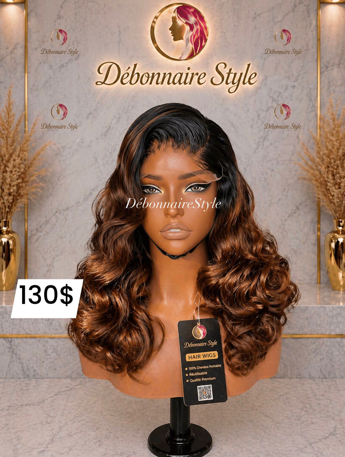 Bouncy 22pouce noir maron lace