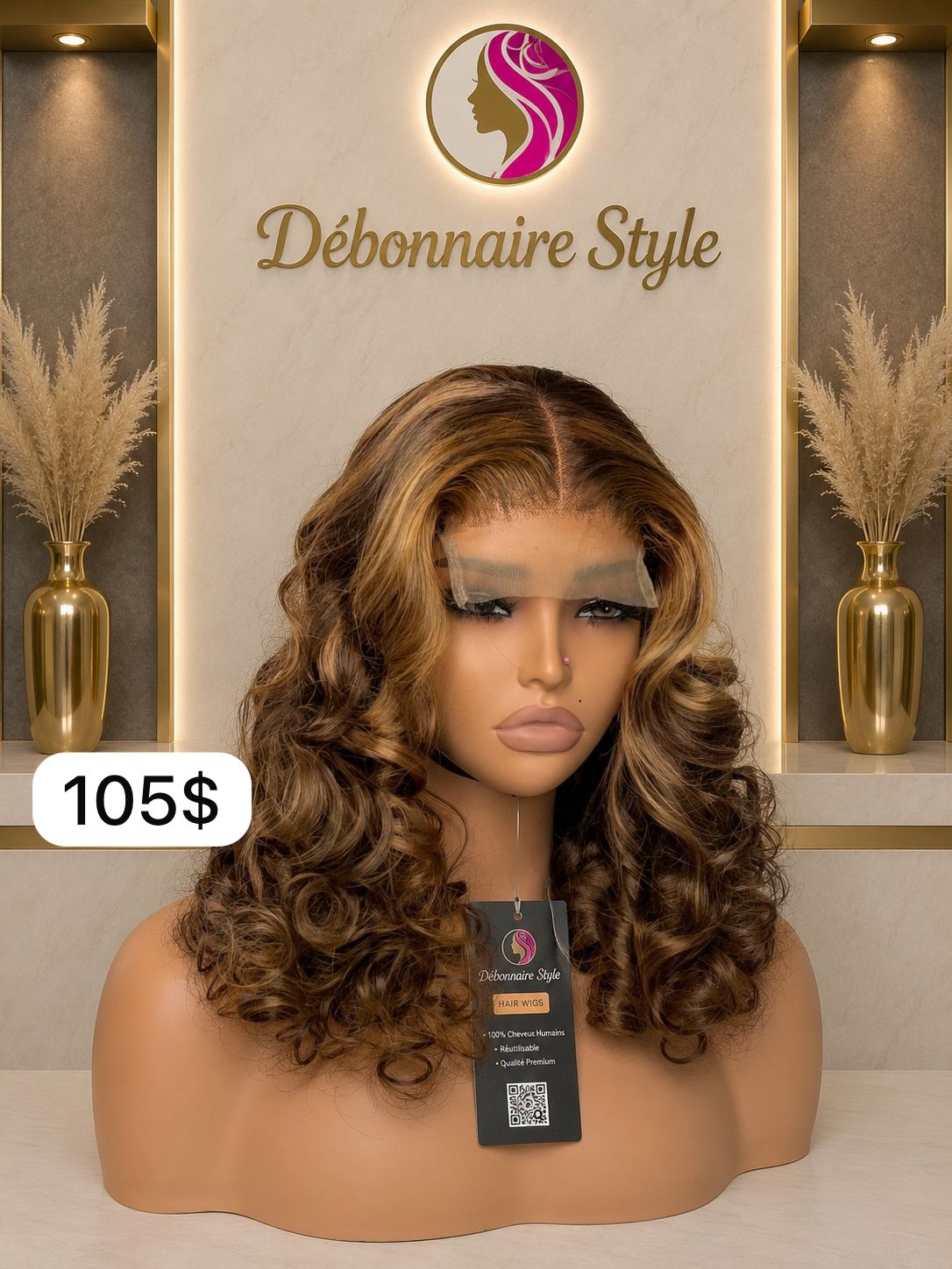 Perruque Bouncy 22pouce balayage closure