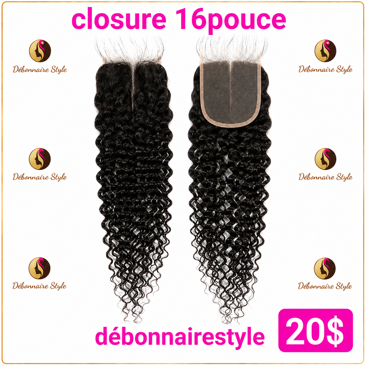 Closure mayi noire 16 pouces