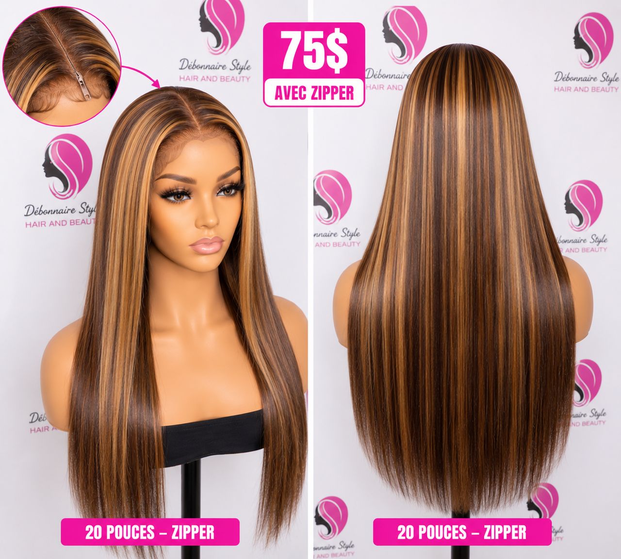 Perruque LISSE BALAYAGE CLOSURE 20 pouces