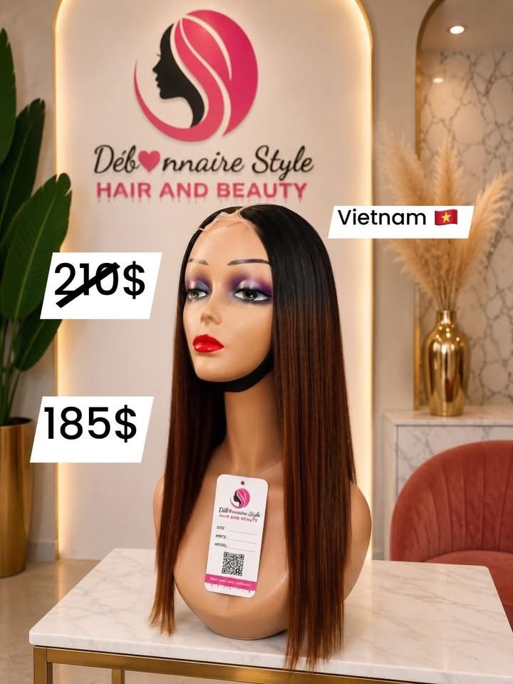 Perruque 100% vietnamienne 20pouce avec closure kim noir maron
