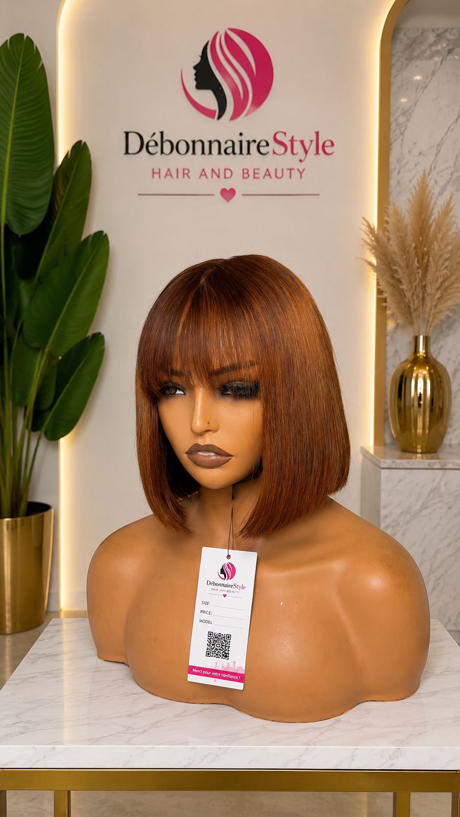 Perruque frange 8pouce marron